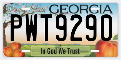 GA license plate PWT9290