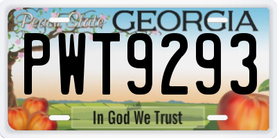 GA license plate PWT9293