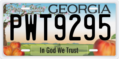GA license plate PWT9295