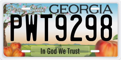 GA license plate PWT9298