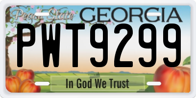 GA license plate PWT9299