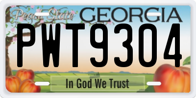 GA license plate PWT9304