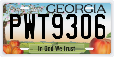 GA license plate PWT9306