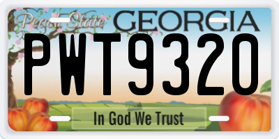 GA license plate PWT9320