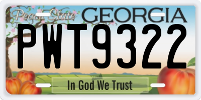 GA license plate PWT9322