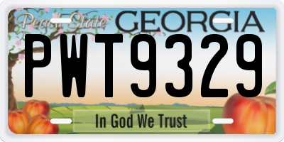 GA license plate PWT9329
