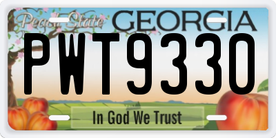 GA license plate PWT9330