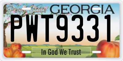 GA license plate PWT9331