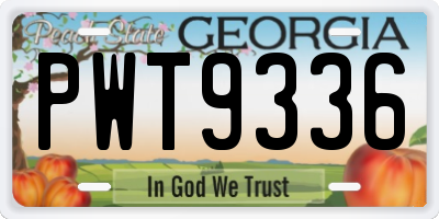 GA license plate PWT9336