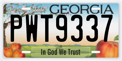 GA license plate PWT9337