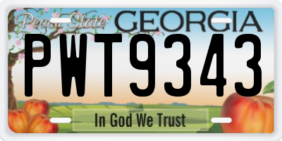GA license plate PWT9343
