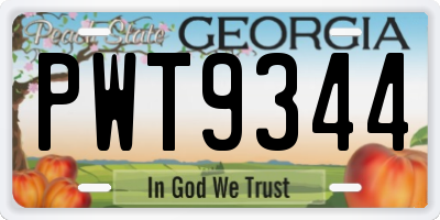 GA license plate PWT9344
