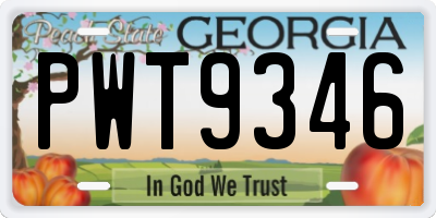 GA license plate PWT9346