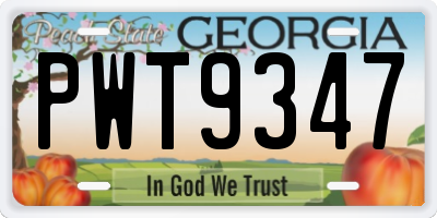 GA license plate PWT9347