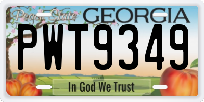 GA license plate PWT9349