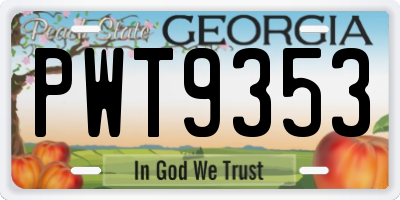 GA license plate PWT9353