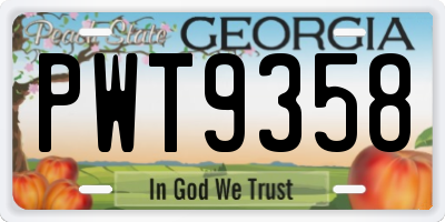 GA license plate PWT9358