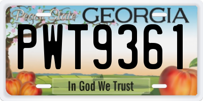 GA license plate PWT9361