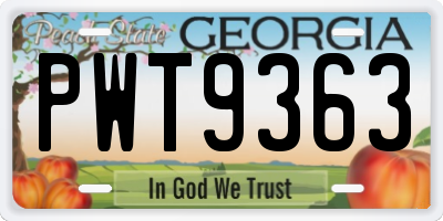 GA license plate PWT9363