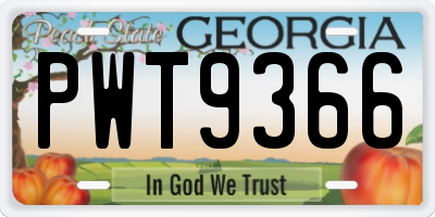 GA license plate PWT9366