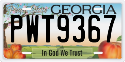 GA license plate PWT9367