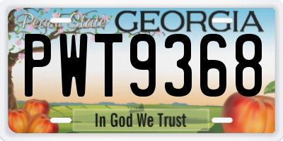 GA license plate PWT9368