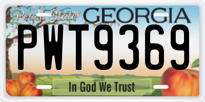 GA license plate PWT9369