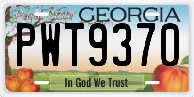 GA license plate PWT9370