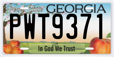 GA license plate PWT9371