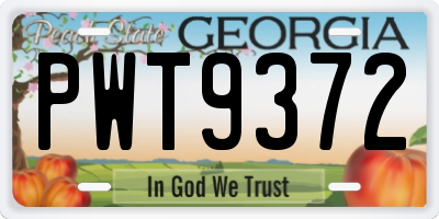 GA license plate PWT9372