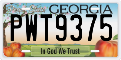GA license plate PWT9375