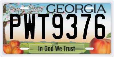GA license plate PWT9376