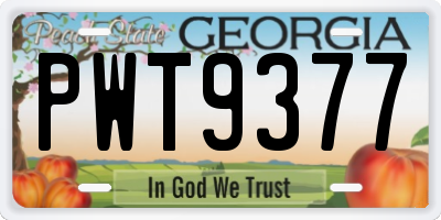 GA license plate PWT9377