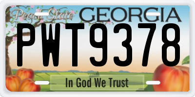 GA license plate PWT9378