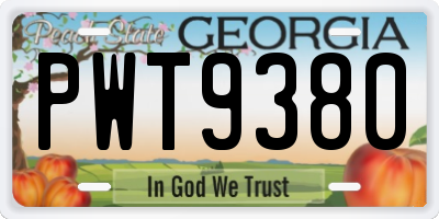 GA license plate PWT9380
