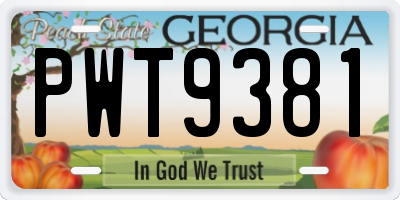 GA license plate PWT9381