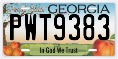 GA license plate PWT9383
