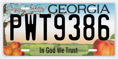 GA license plate PWT9386