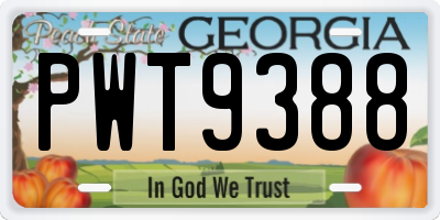 GA license plate PWT9388