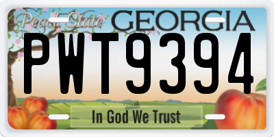GA license plate PWT9394