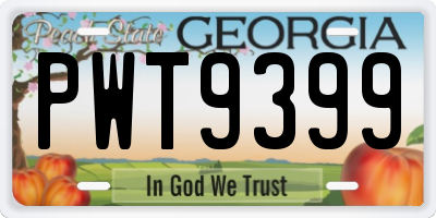 GA license plate PWT9399