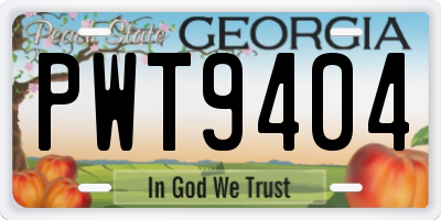 GA license plate PWT9404