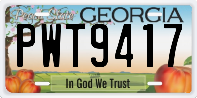 GA license plate PWT9417
