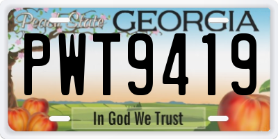 GA license plate PWT9419
