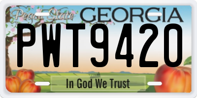 GA license plate PWT9420