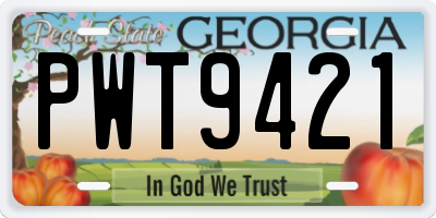 GA license plate PWT9421