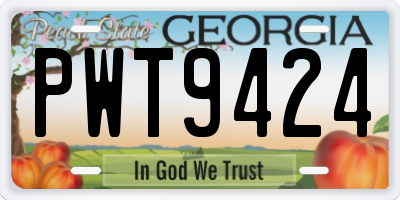 GA license plate PWT9424