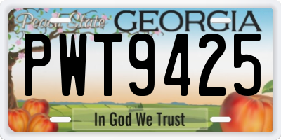 GA license plate PWT9425