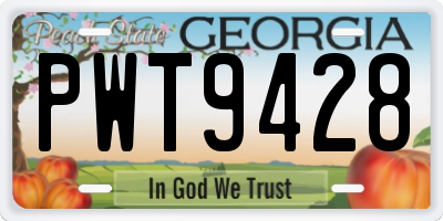 GA license plate PWT9428