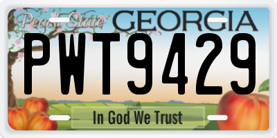 GA license plate PWT9429
